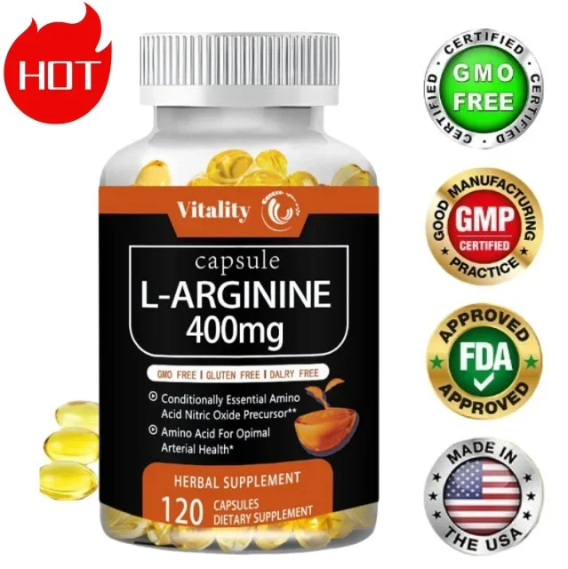 Vitality L-Arginine Boost Endurance | Boost Male Nitric Oxide Precursor Supplement Vegetarian Capsules