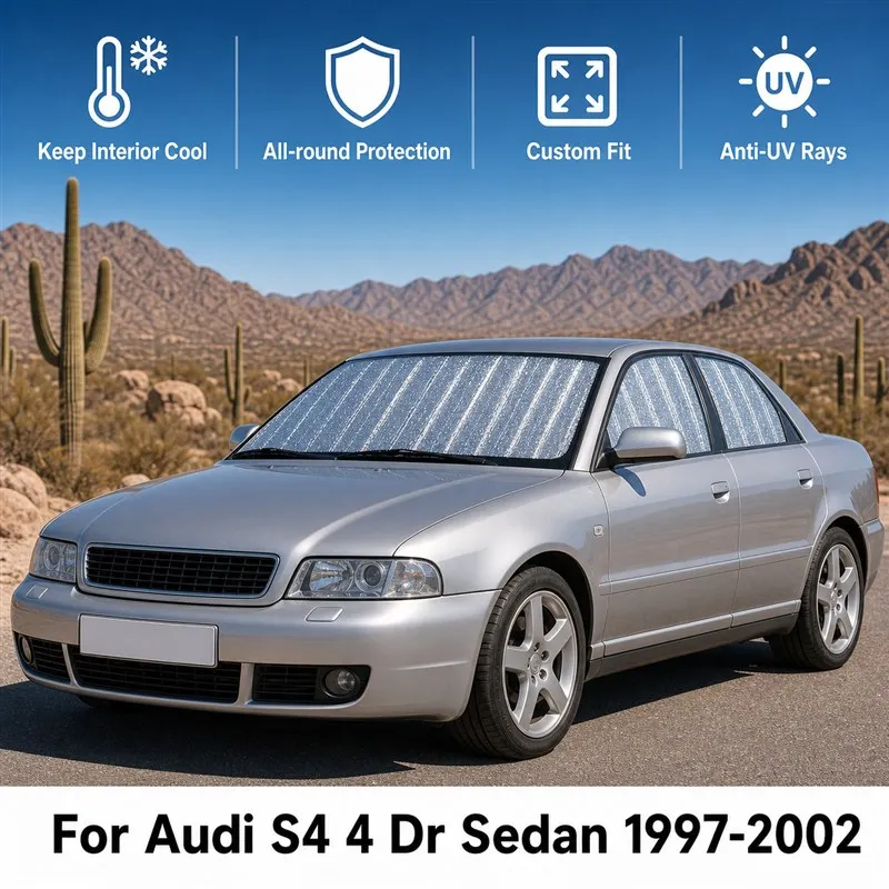 For Audi S4 4 Dr Sedan 1997-2002 Full Set Car Window Sunshades UV Block Privacy Heat Insulated Foldable Car Curtain