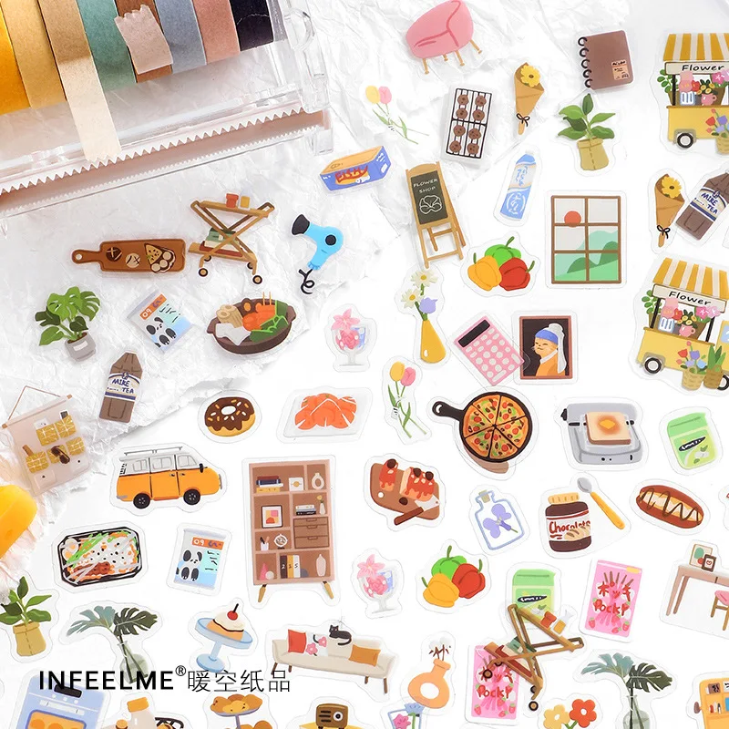 100 Pcs Green Plants Yummy Food Kawaii Stickers Cute Mini Stationary Sticker Flakes Scrapbooks Stickers For Planner Album Diary