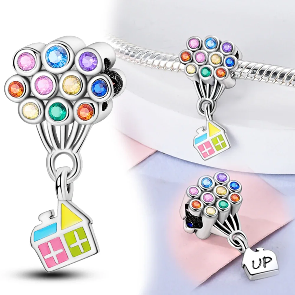 925 Silver House & Balloons Charm Flower Beads Dangle Charms Collection Fit Original Bracelet Pendant Diy Jewelry for Women Gift