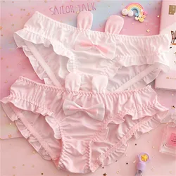 Cartoon Cotton Milk Silk Bow Sweet Ruffle Lolita Underwear Lingerie Briefs Panties