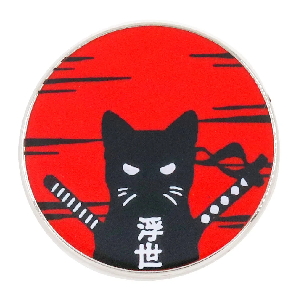 Shadow Samurai Cat Pin Brooch Ukiyo-e Badge Hard Enamel Pin Creative Pop Enamel Pin