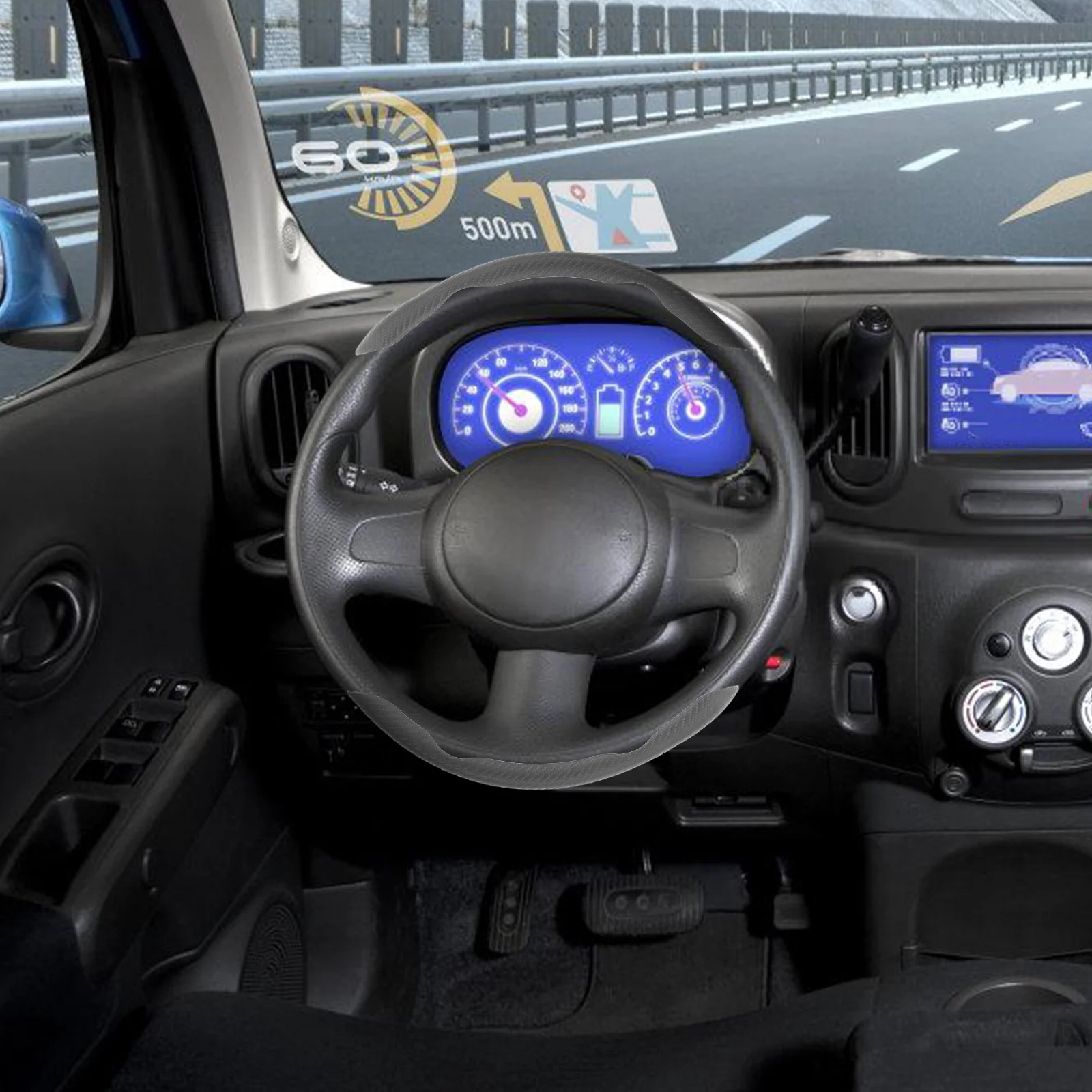 

3Pcs Carbon Fiber Steering Wheel Cover 15inch Anti-Slip Universal Grip Soft Steering Wheel Protector Car Accessory