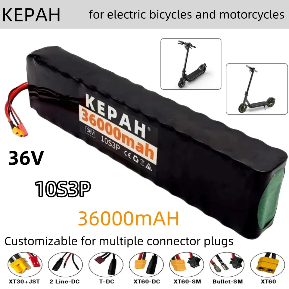 36V 36ah 18650 lithium battery 10s3p 36000mah 1000w 42V electric scooter m365 power battery with battery pack