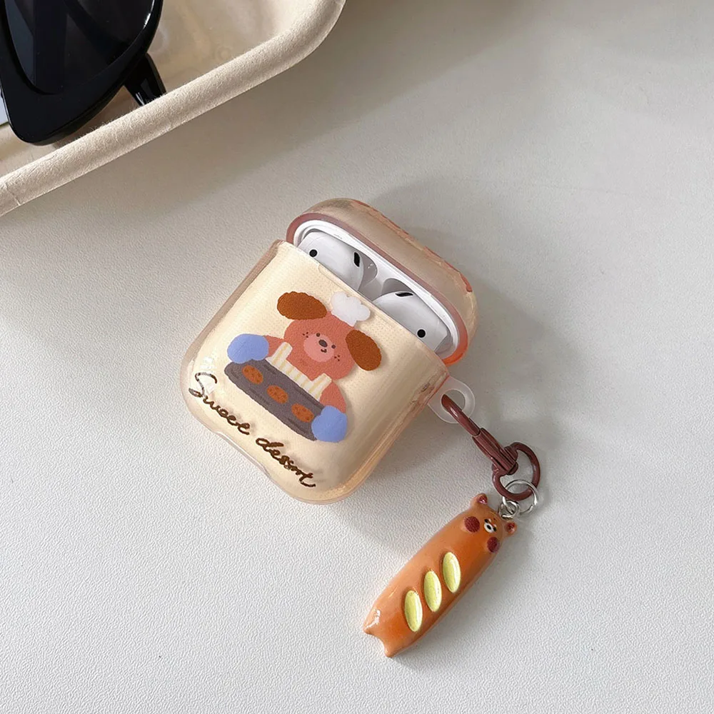 Korea Cartoon Cute Bear Brown Clear Gloss Soft Headphone Coque Case For Apple AirPods 2 3 4 New Protective Shell For AirPods Pro