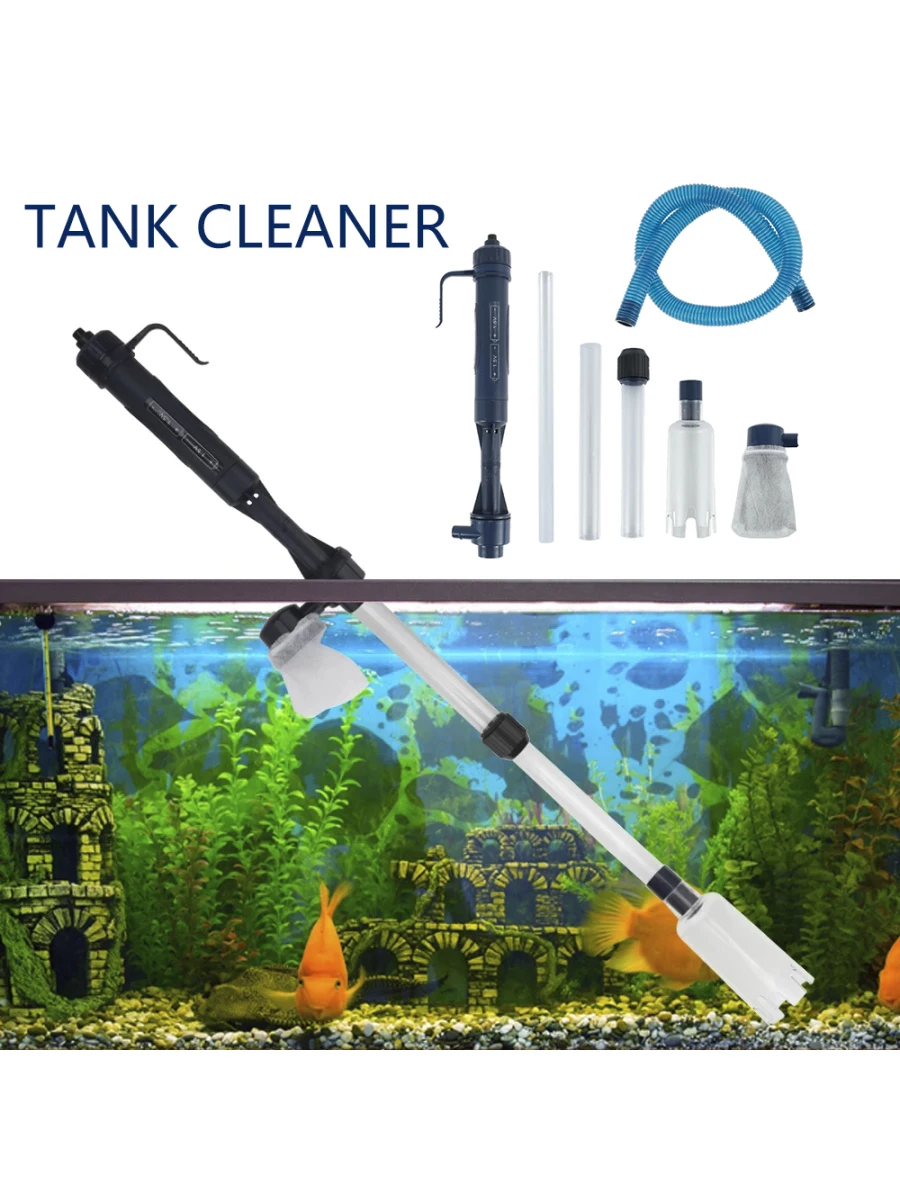 AliExpress NONE Electric Aquarium Gravel Cleaner Fish Tank Vacuum Gravel Cleaner Kit with Air-Pressing Button Siphon Vacuum Cleaner for Fish Tan