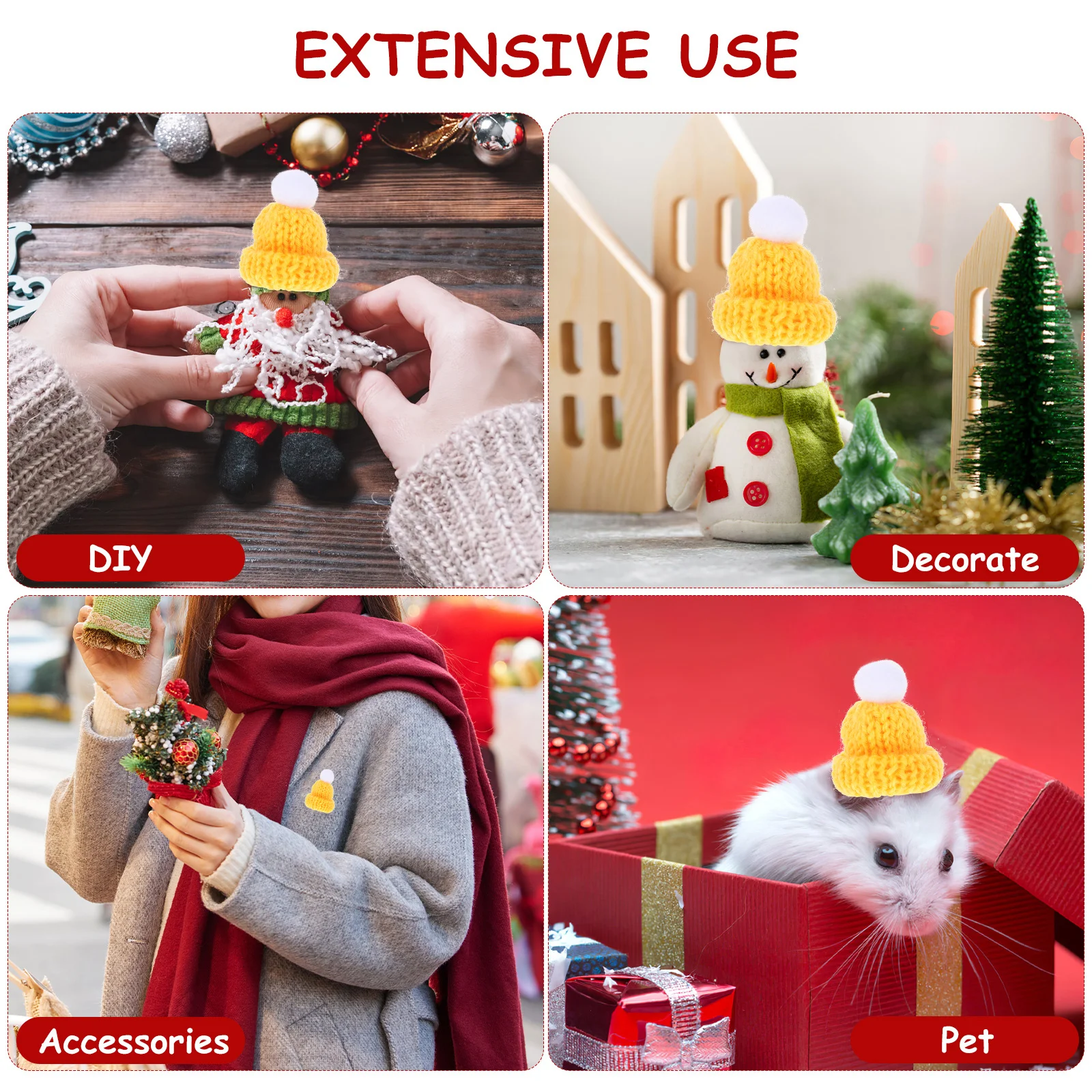 

40pcs Christmas Hat Accessories Mini Woolen Hat For Diy Clothes Decor Handmade Santa Decoration Kids Gift Craft Sewing Supplies