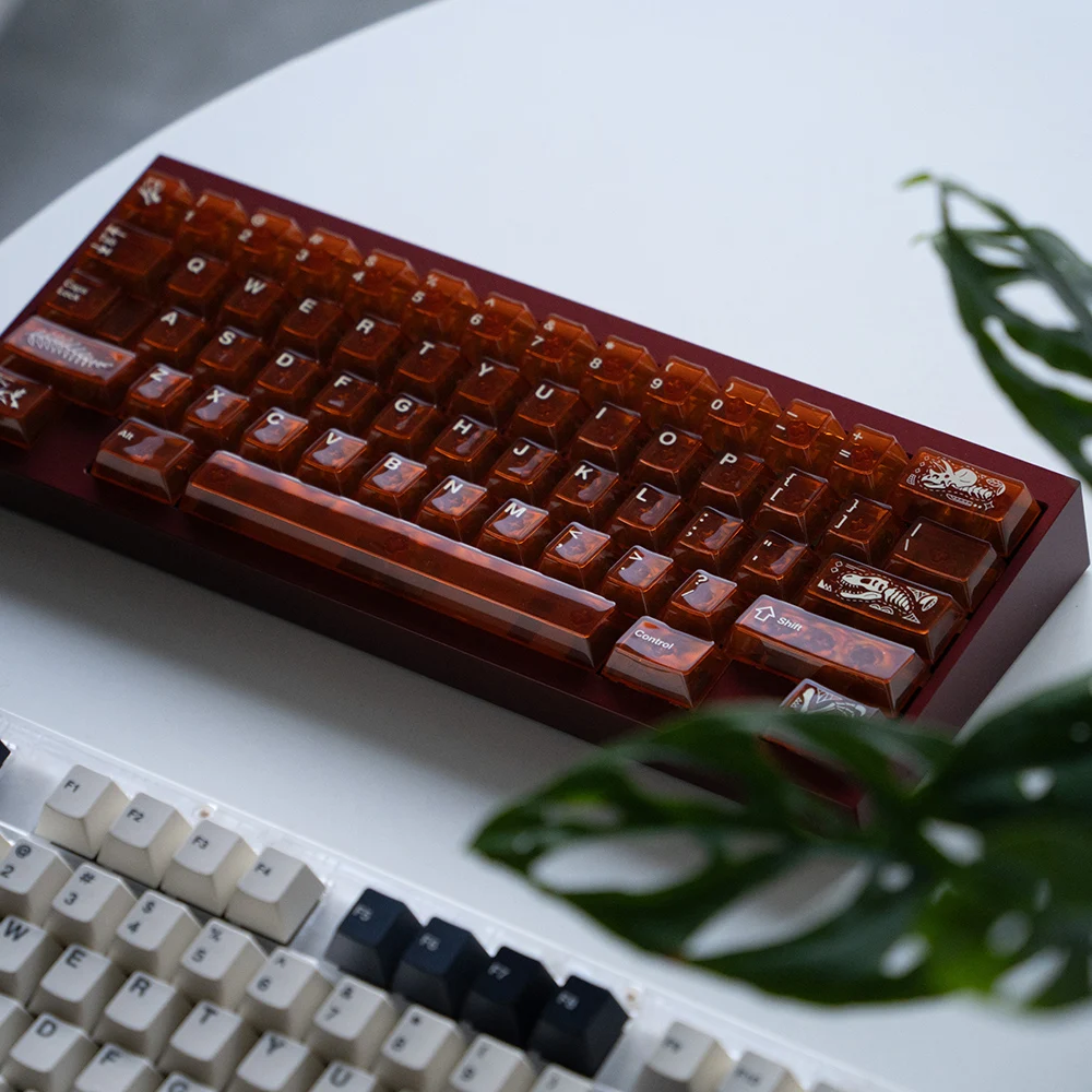 

FBB Keycaps amber 131keys PC translucent UV Custom Cherry Profile For Mx Cherry Switch Gaming Mechanical Keyboard 68 75% 87 98