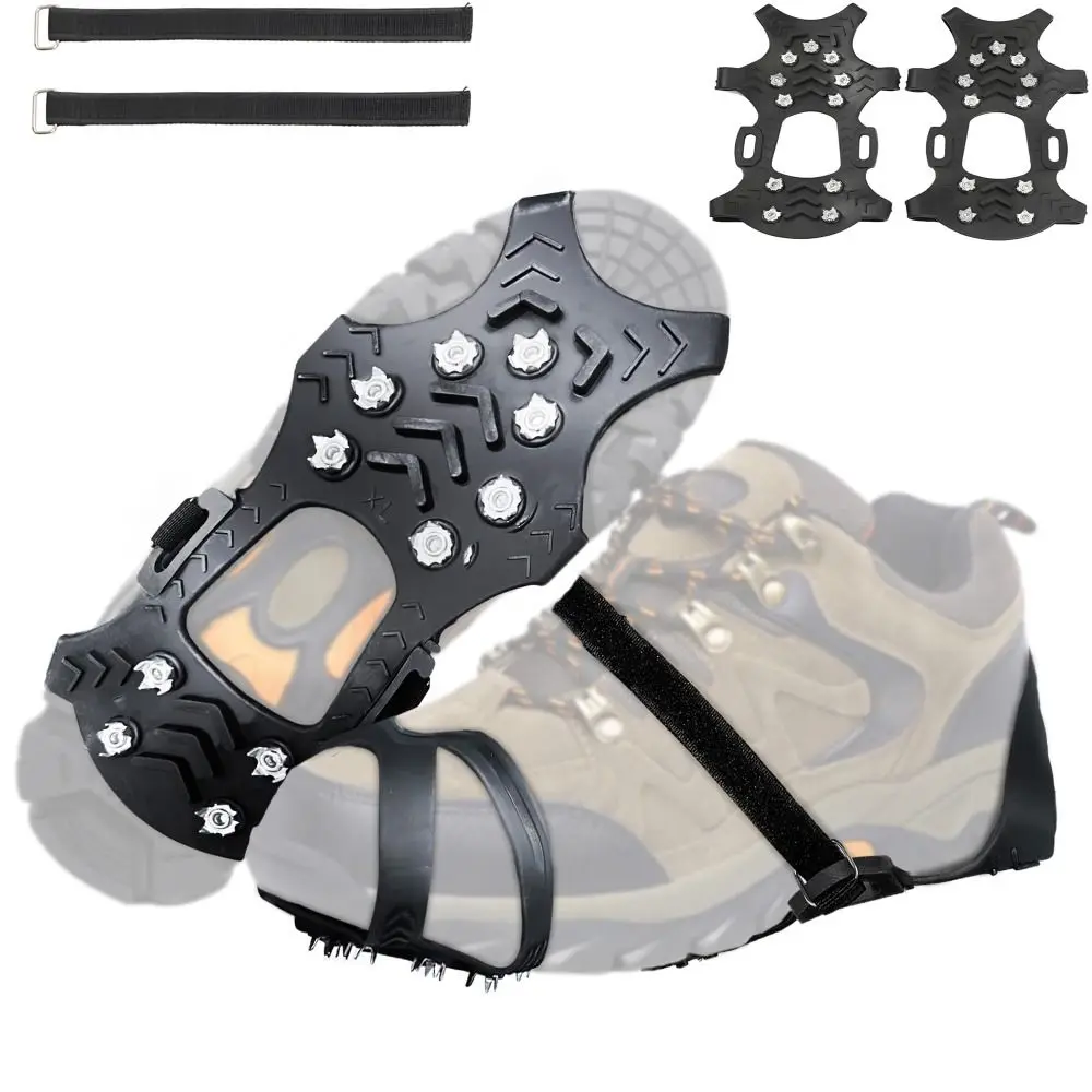 

11 Studs Ice Snow Traction Cleats Non-slip Wear-resistant Winter Walking Boots Cleats Stretch Rubber Crampons