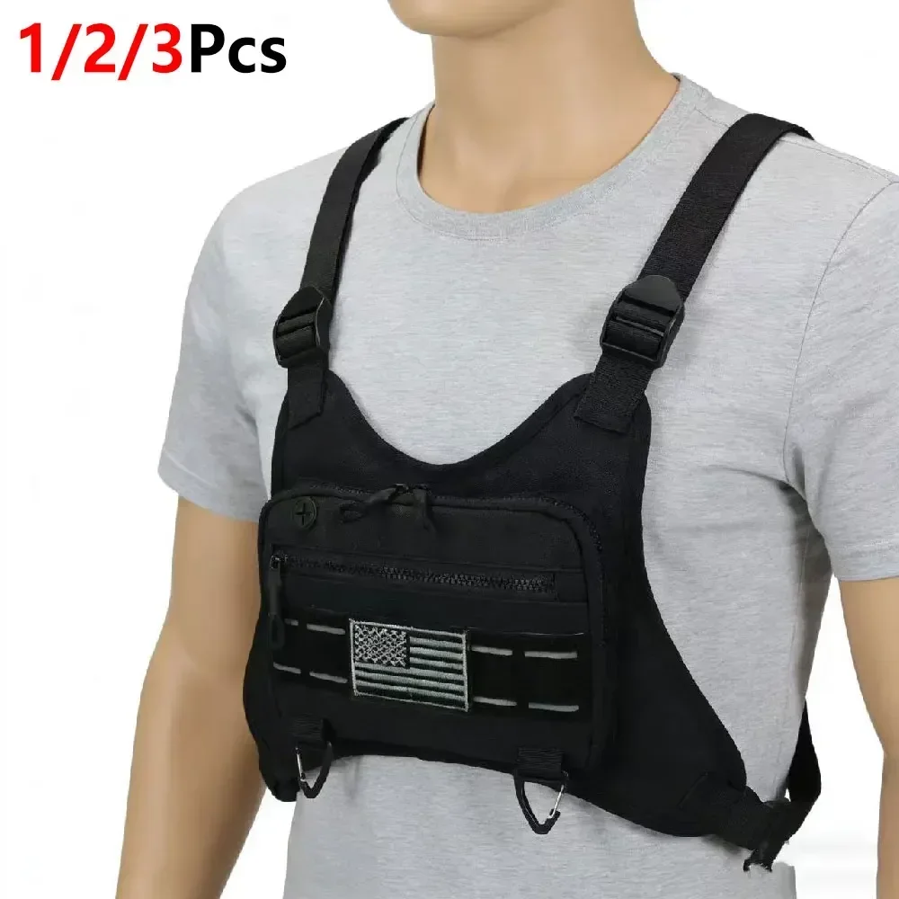 1/2/3Pcs Lightweight EDC Chest Vest Bag for Adults, Water Resistant Tactical Chest Pack with D-rings, Convenient Storage Outdoor