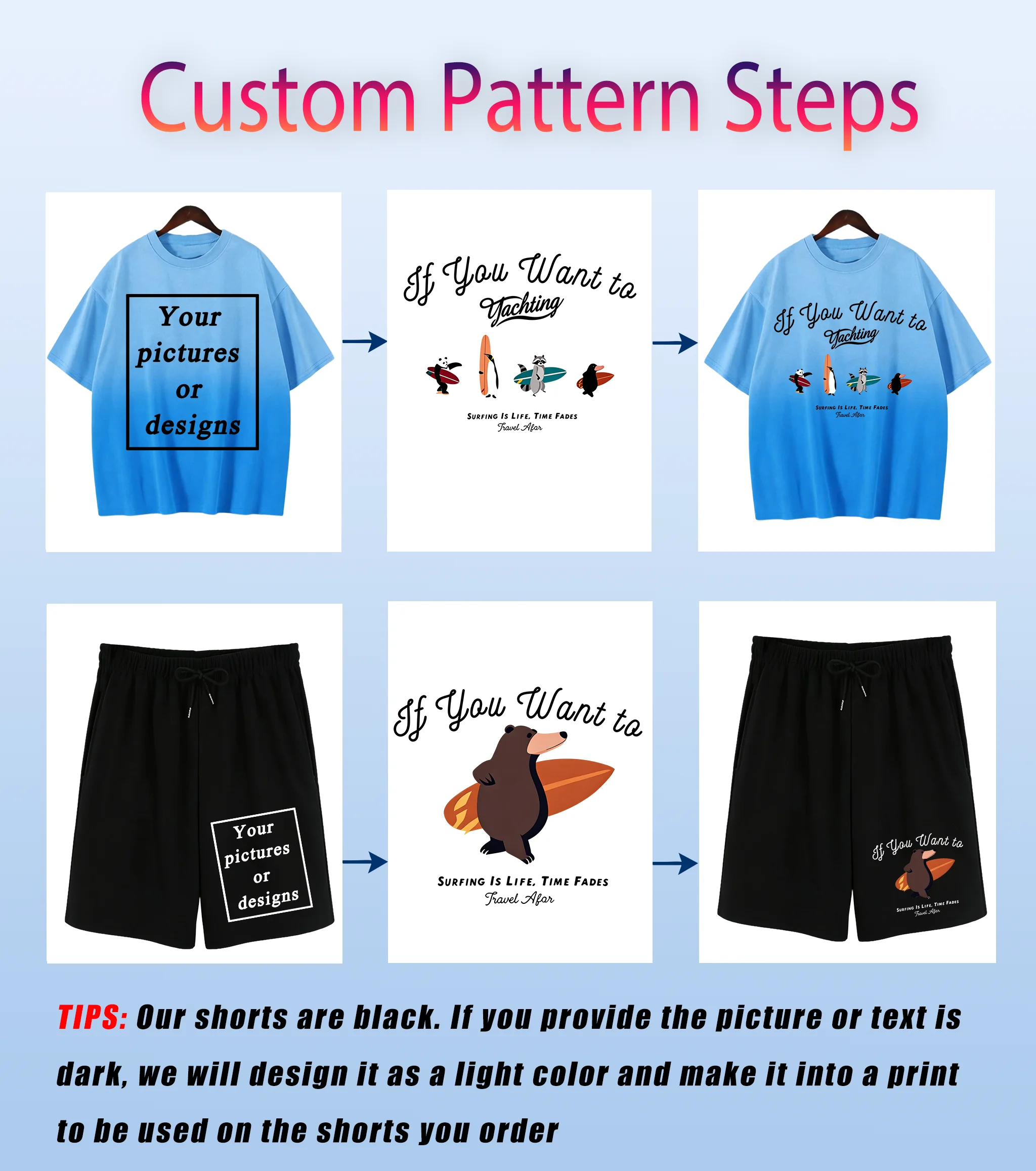 Tie-Dye Cotton T-Shirt Personalized Custom Design Male Beach Fashion Daily Short Sleeve Soft Sport Tops Sets Gym Loose Shorts view 4