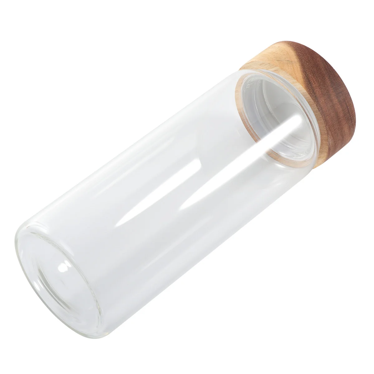 

Glass Sealed Container 80X200Mm 800Ml Transparent Round Food Storage Box Moisture Proof Kitchen Pantry Organizer Glass Jar Wood