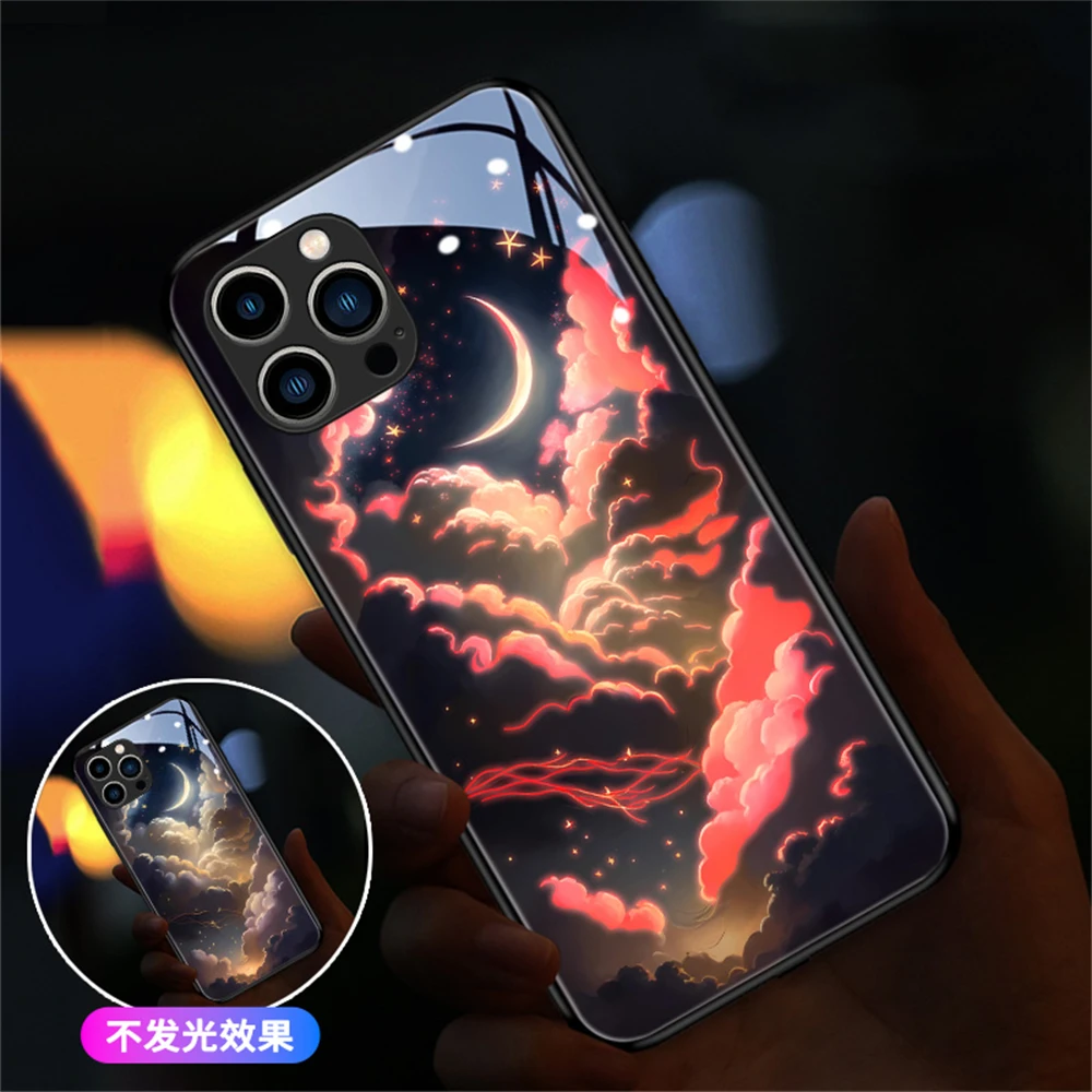 

Pretty Starry Sky LED Light Luminous Phone Case For Samsung S23 S22 S21 S20 FE Note 10 20 Plus Ultra A54 Voice Controlled Shells