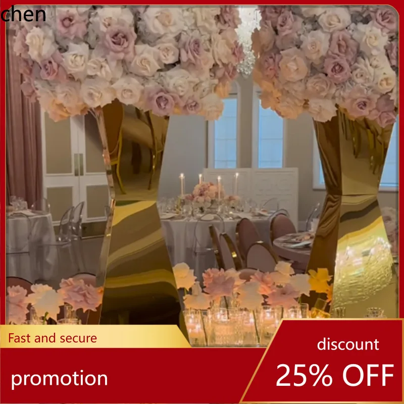 

Hxl wedding props golden stainless steel dining table flower arrangement ornaments