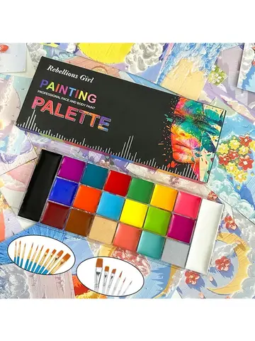 20 Colors Face Body Oil Painting Paint Pigment Non Toxic Safe Kids Flash Tattoo Painting with Brush Art Halloween Cosplay Party
