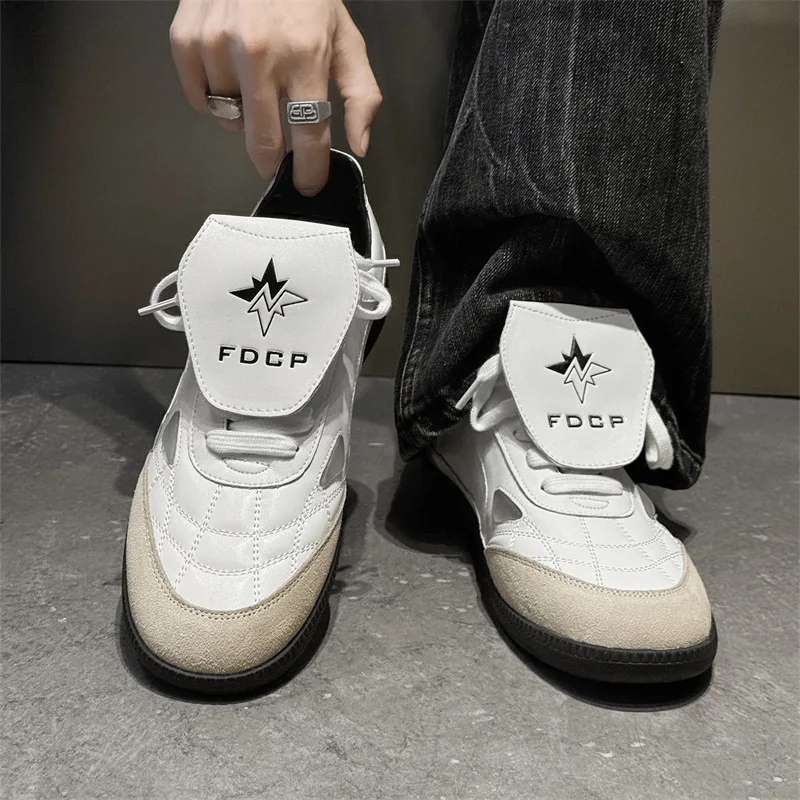 

2025 Retro Sport Casual Leather Shoes with Flip Cover Commute Flat Bottom Unisex Walking Shoes Comfort Men Sneakers Size 38-46