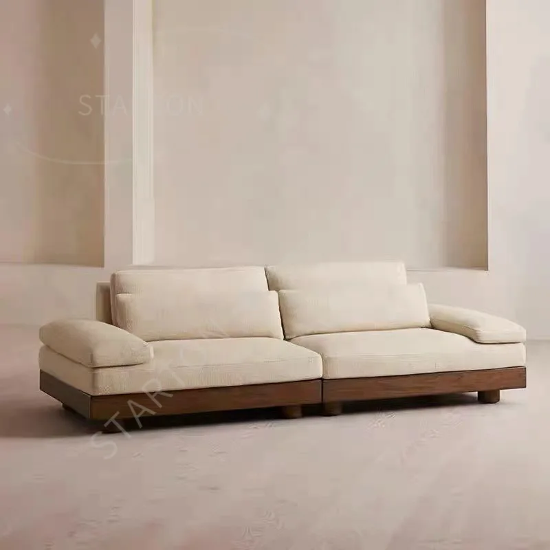 Black Walnut Nordic Solid Wood Sofa Living Room Simple Modern Small Apartment Retro Minimalist Module Sofa B & B