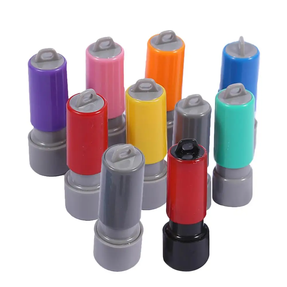 10 Pcs Round Seal Case Blank Stamps Plastic Name Making Tool Various Colors Material Lightweight Compact