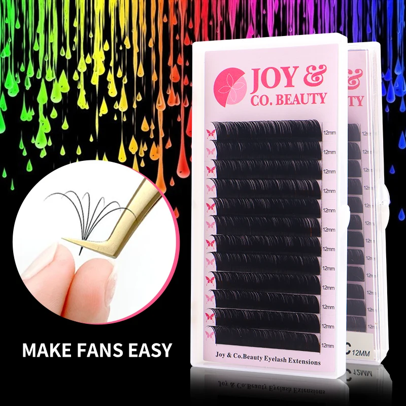 JoyCo Mix 8~15mm Handmade C/D CURL Eyelash Extension Natural Soft Faux Mink Lash