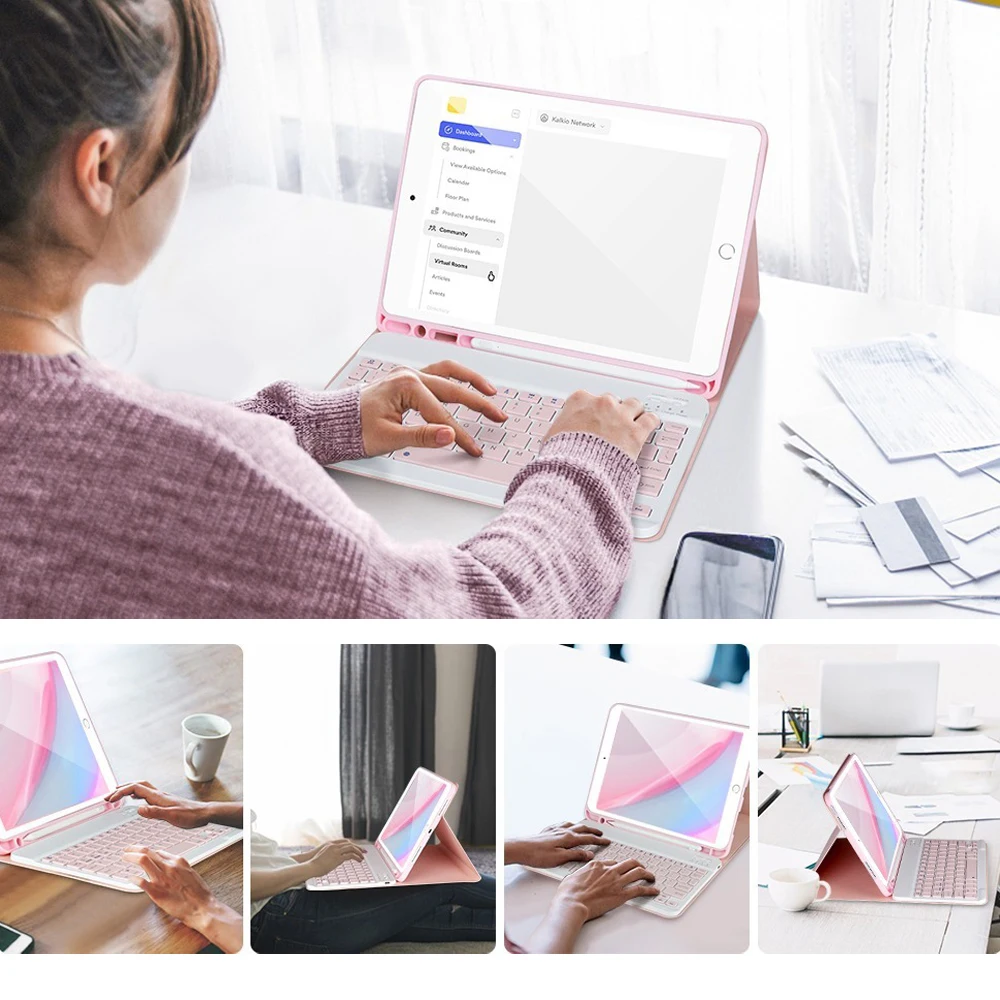 Case for iPad 7th 2019 8th 2020 9th 2021 10.2-inch, Bluetooth Keyboard Case for Air 3rd 2019 Pro 10.5 inch 2017 Magnetic Cover