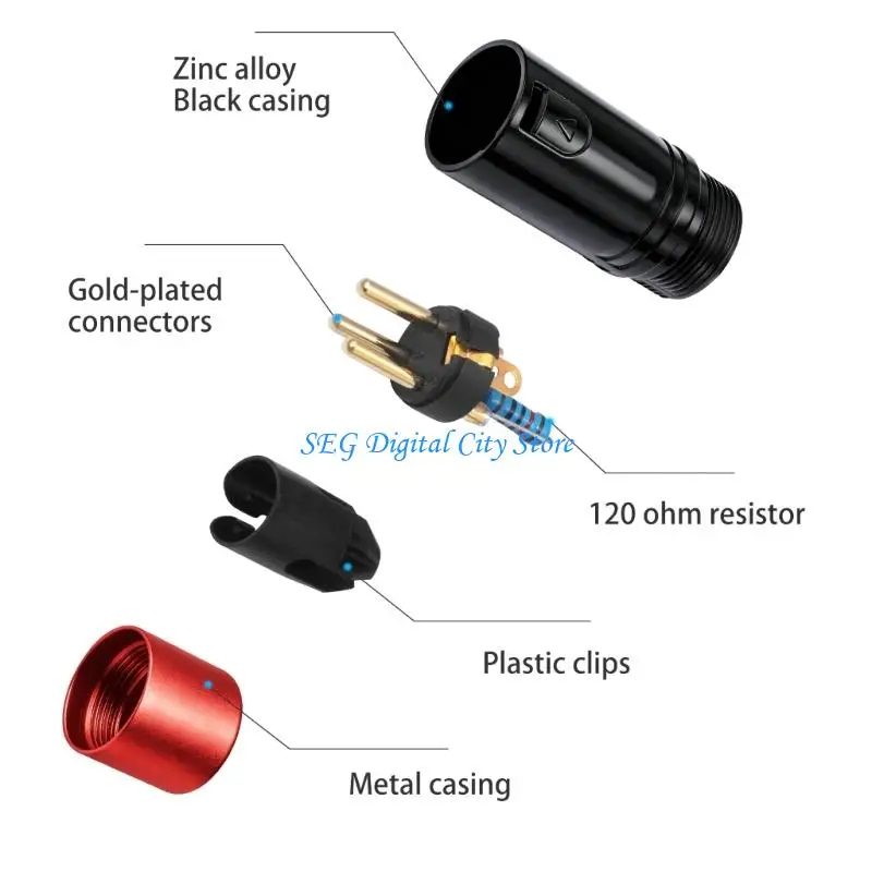 U75B Line Terminators Plug 2 Piece/Pack with 120 Ohms 3 Pin Connector