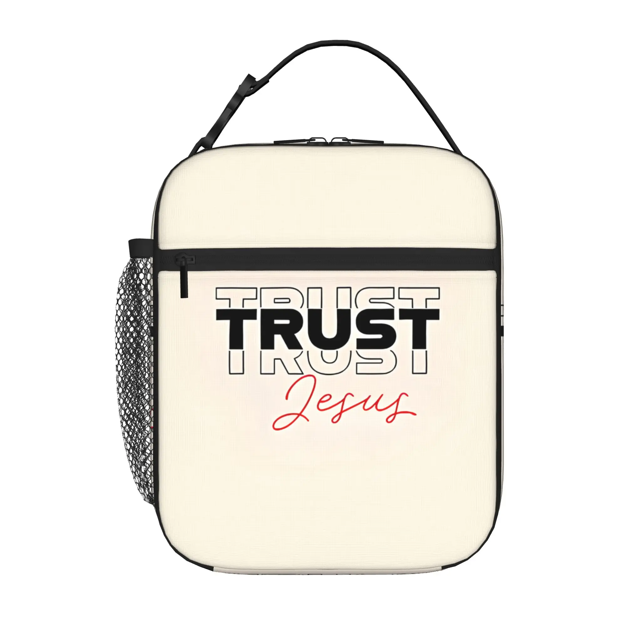 Insulated Lunch Bag Trust Jesus Christian Ice Pack Rice Bag  bolsa Student Bento Lunch Handbag Insulation
