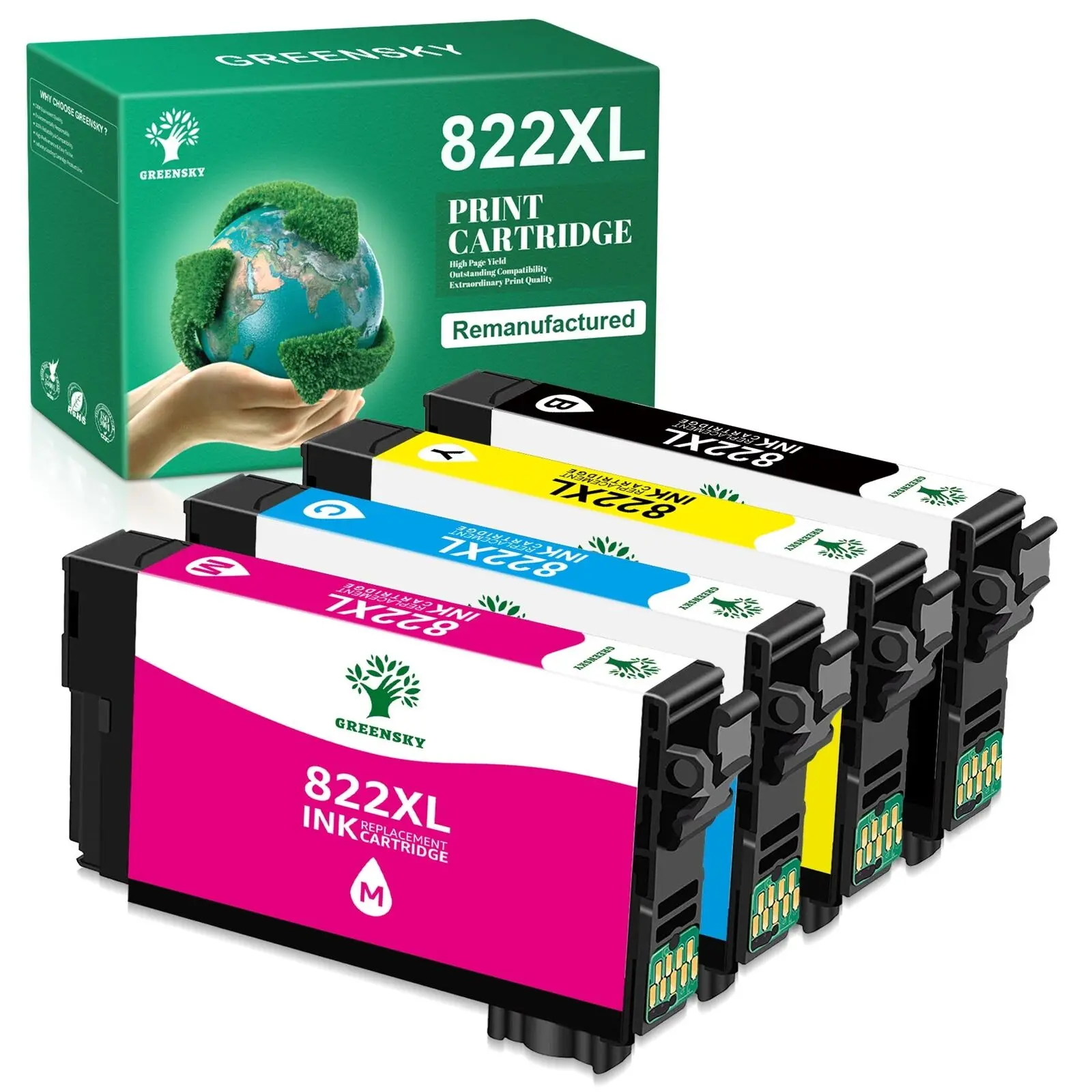 

4x 822XL T822XL Ink Cartridge For Epson WorkForce Pro WF-3820 WF-4834 WF-4833