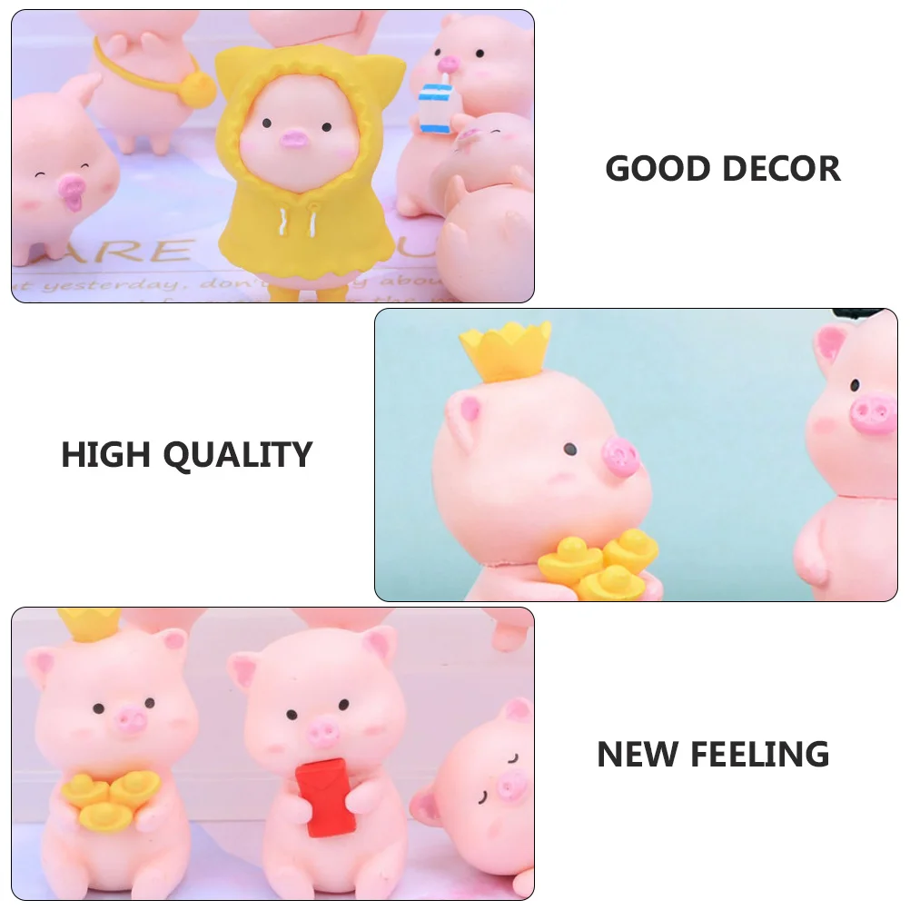 

12 Pcs Piggy Desktop nament Decor Statue PVC Home Decor Micro L Toy Room Adornment Durable Gift Photography Prop