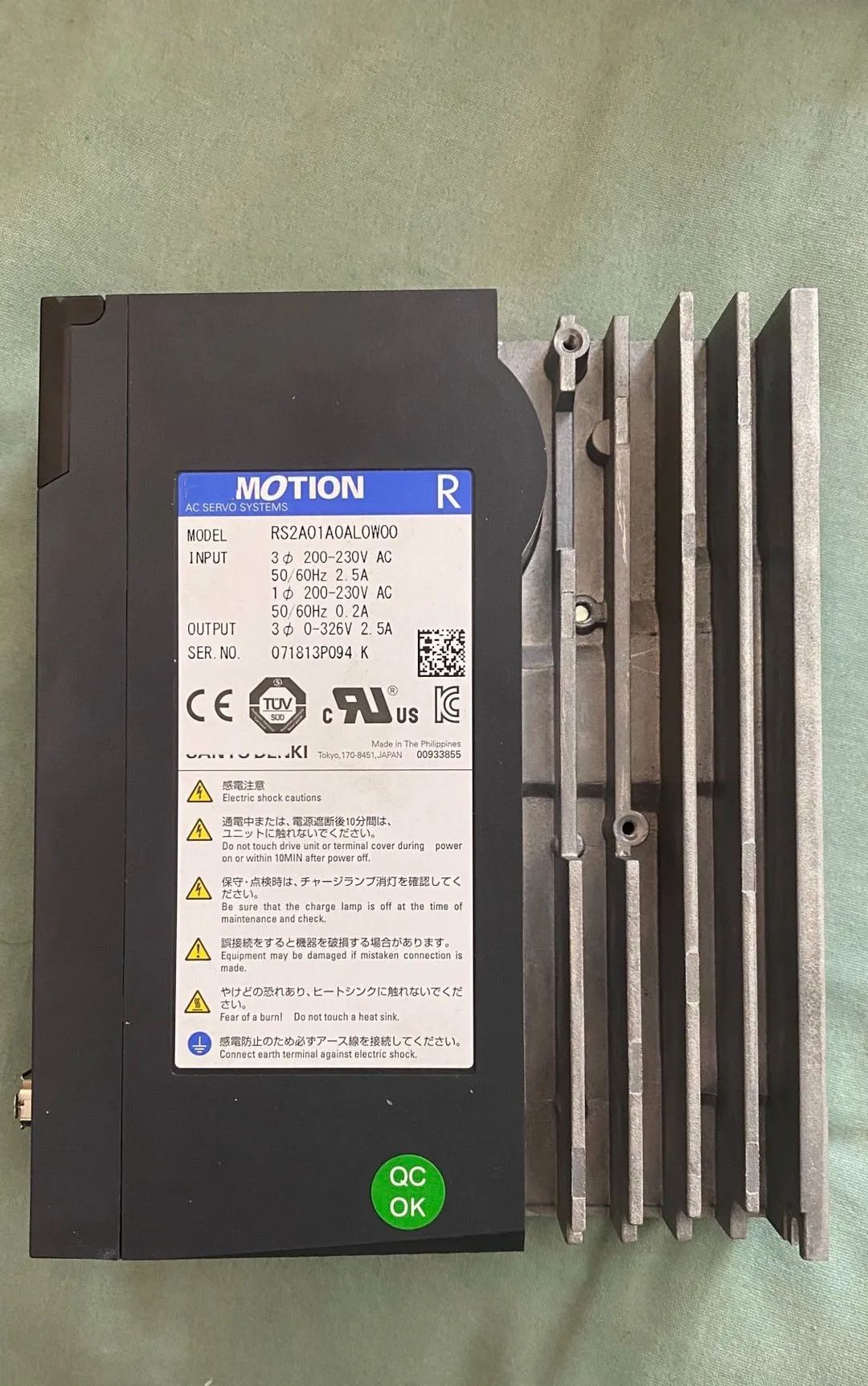 Servo Drive RS2A01A0AL0W00 para Sanyo RS2A01A0AL0W00