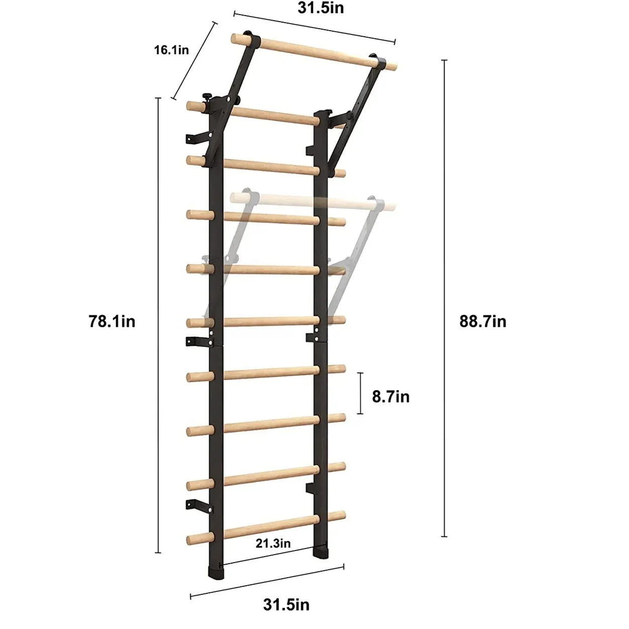 

Wood Stall Bar Swedish Ladder Suspension Trainer with 9 Strategic Rods for Home Fitness Equipment Strength Training workout