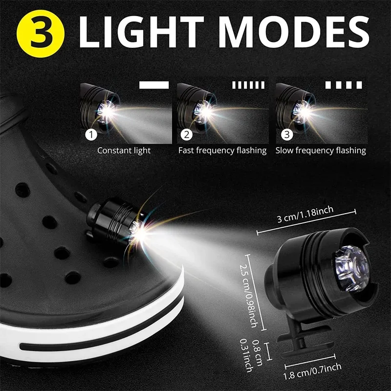 Walking Lighting For Croc Shoe Decoration light 2PCS Croc Headlights Funny Lights Waterproof LED Lights Outdoor Night Running