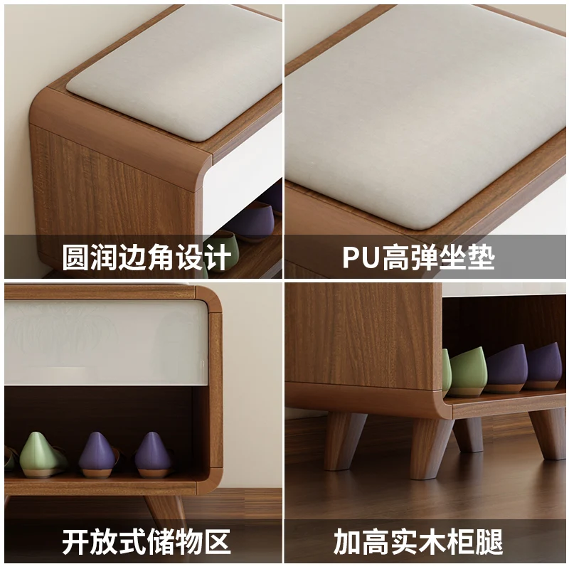 

Solid wood shoe change stool household door paint 1 meter door entry long stool seat cushion soft bag