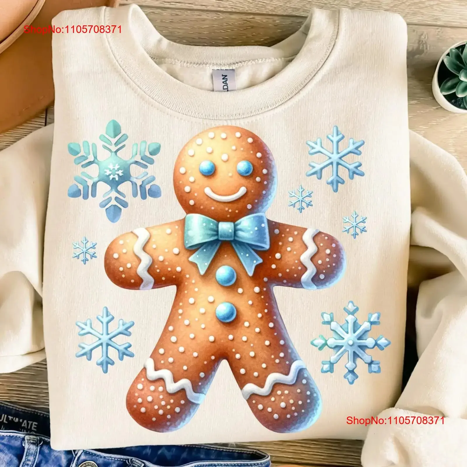 Gingerbread Man Png Sublimation Design Merry Christmas Blue Snowflakes SweaT T Shirt Digital Download DTF vintage Washed
