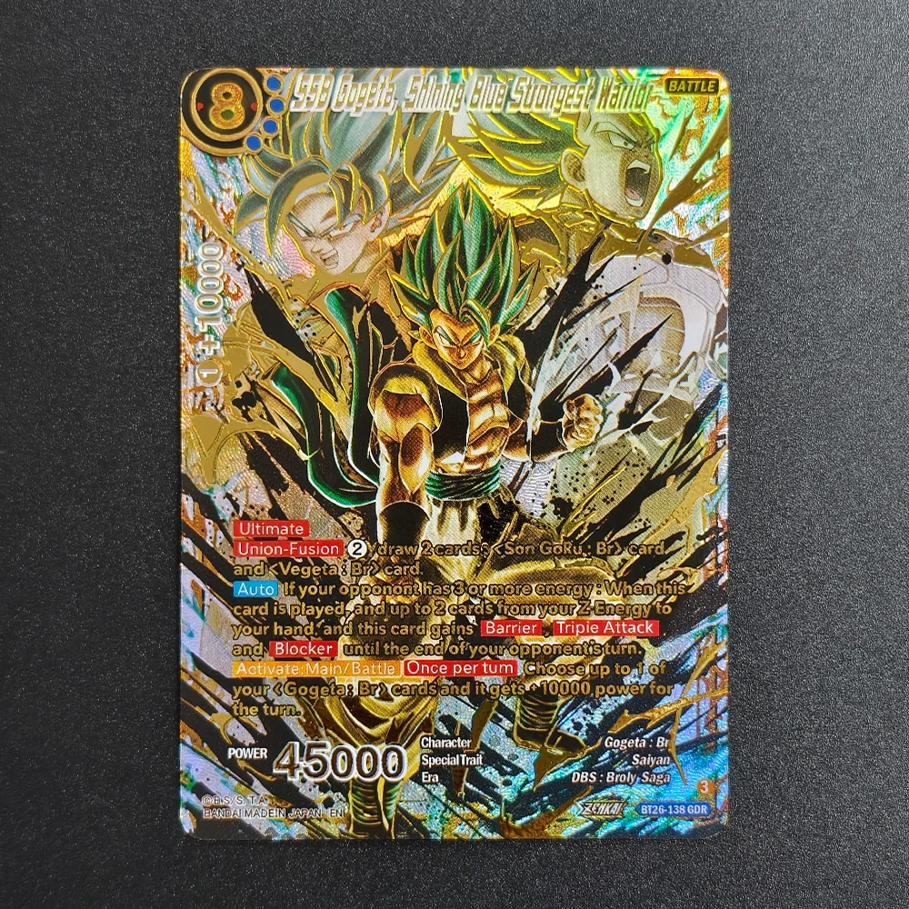 Proxy Dragon Ball Super Masters SSB Gogeta Shining Blue Strongest Warrior GDR Ultimate Advent BT26 Collection Game Anime Card