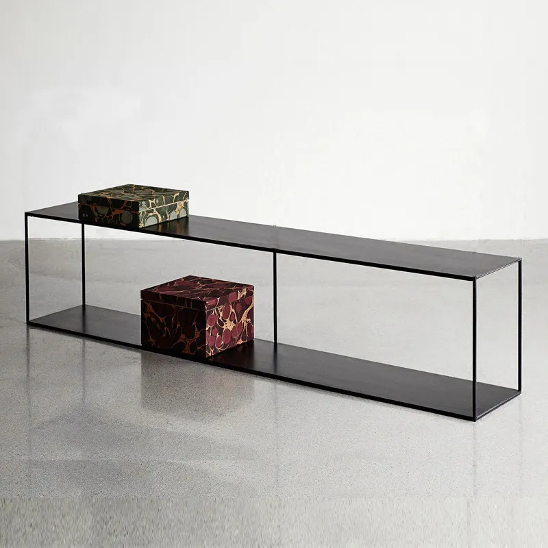 Nordic simple small apartment wrought iron TV cabinet desktop storage heightened window sill storage rack long short bookshelf f