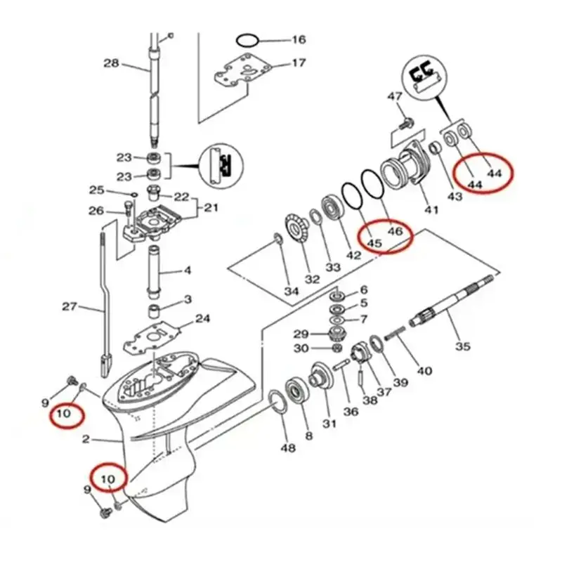 Lower Unit Oil Seal and Gasket 93101-17054 for Outboard Gearcase Service, 8 Piece Repair Set with Listed Reference Numbers