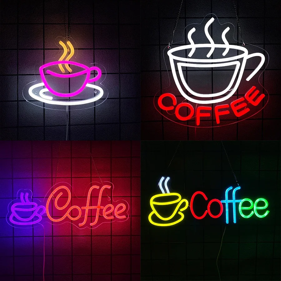 

Кофейная неоновая вывеска для домашнего декора комнаты Kawaii Настенное украшение Светодиодные светильники для кофейни Кофейный столик Кофейня Окно в стиле бохо
