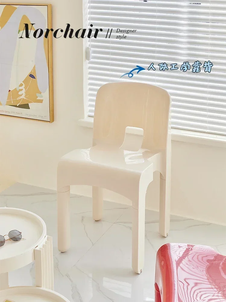 Medieval designer dining chair, simple household plastic chair, stackable, modern Internet celebrity milk tea shop chair