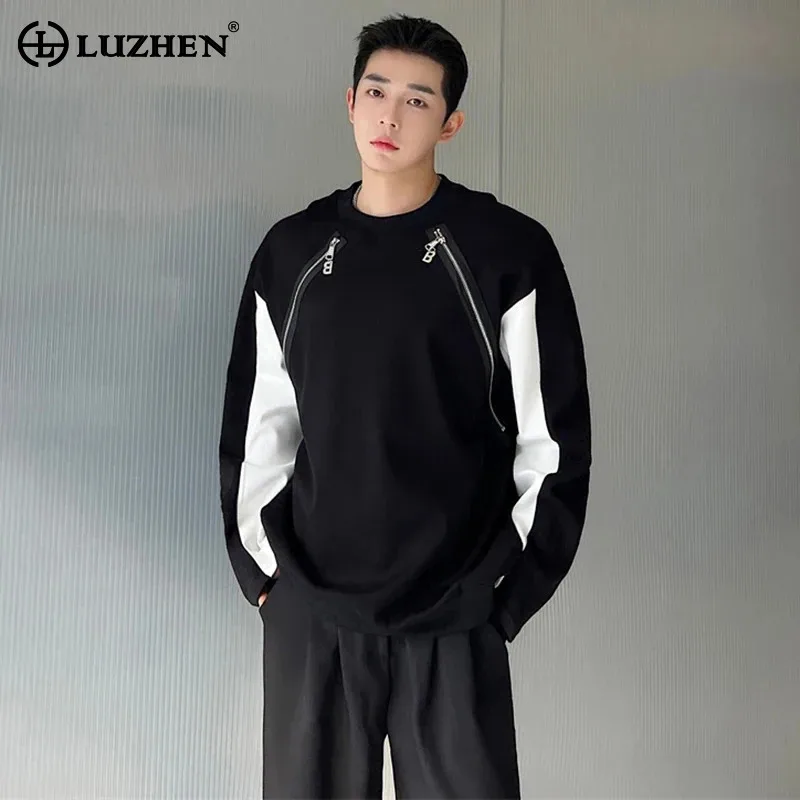 

LUZHEN 2024 New Zipper Decorate Long Sleeve Sweatshirts Men's Korean Elegant Street Tops Stylish Versatile Spring Clothes LZ3745