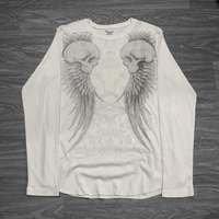 Y2K Affliction Long sleeved T-shirt White Round Neck Oversized T shirt New Men Womens Leisure Gothic Cotton Tops Streetwear