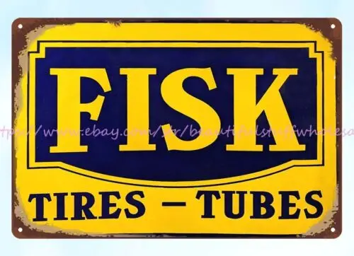 FISK TIRES & TUBES garage car shop metal tin sign interior decorating accessorie