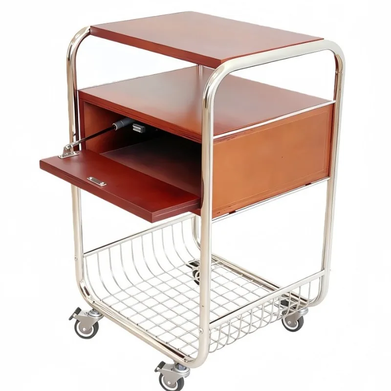

Cherry wood antique trolley can be moved, and more bedside tables can be used.