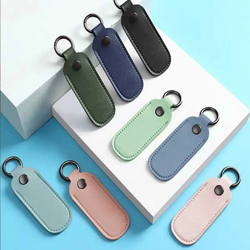 Generic Leather U Disk Storage Bags Key Ring Holder USB Flash Drive Storage Bag Data Line Protective Cover Anti-loss