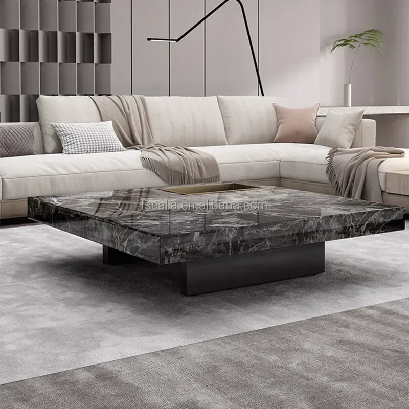 

#Italian design center table modern villa living room furniture slate top square coffee table set for home hotel