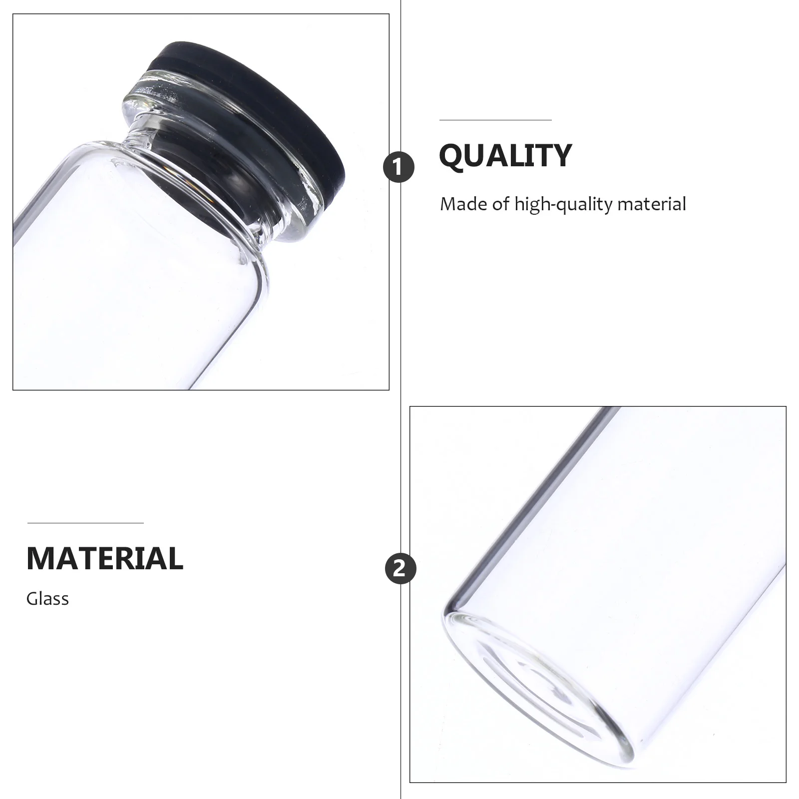 

30Pcs Transparent Vial Bottles Glass Borosilicate Flat Bottom Thick Cap Sealed Sample Storage Essential Oil Science