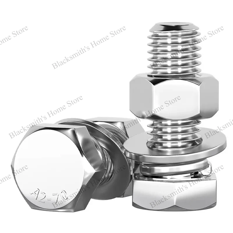 304 Stainless Steel Hex Head Bolt, Screw and Nut Set, M3/M4/M5/M6/Extended Screw Rod Complete Fittings Assortment