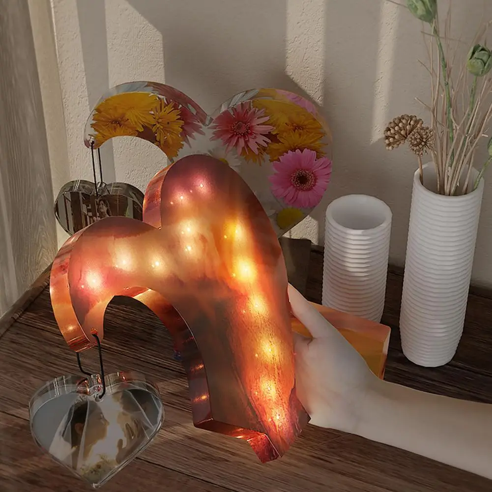 Photo Frame Silicone Mold With Base Semi-stereoscopic Love Splicing Epoxy Resin Casting Pendant Mold Suitable For Crafts