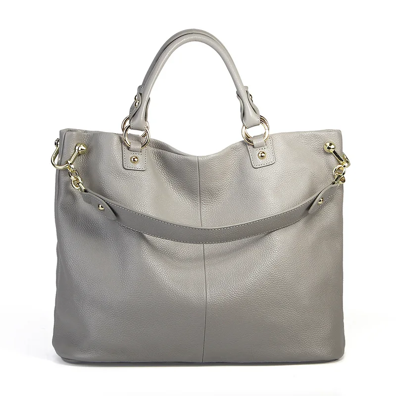 Bolso de mano de cuero suave para mujer, bolsa de gran capacidad con patrón de lichi, bandolera de hombro, K7988