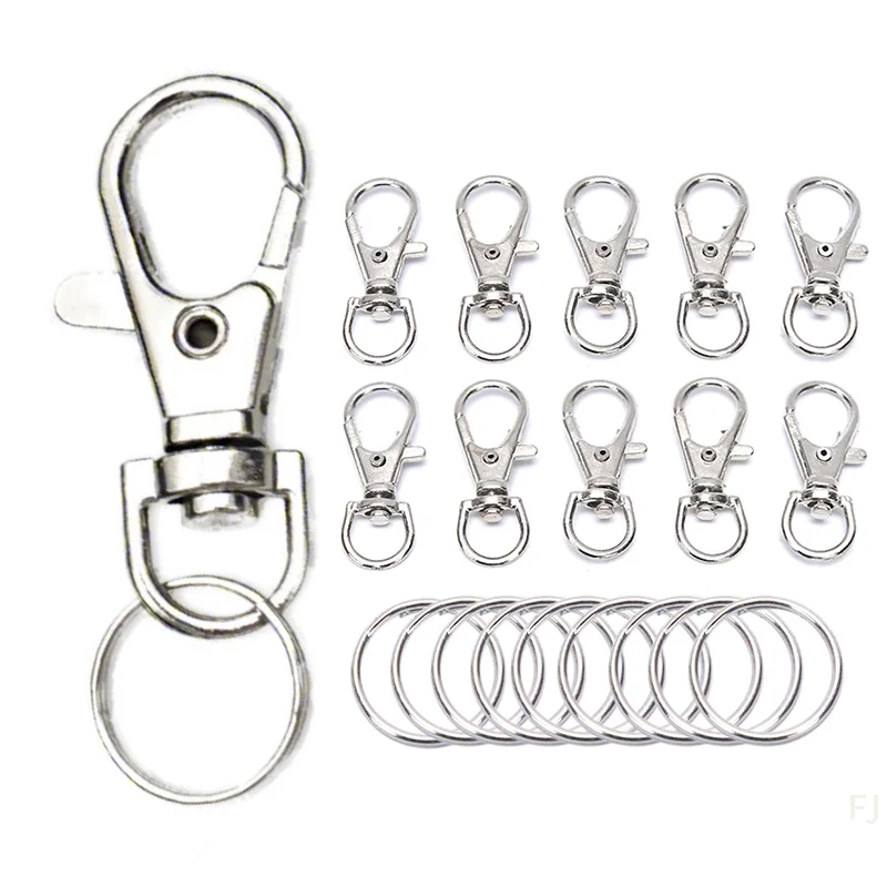 

[YU]50Pcs Metal Swivel Lobster Clasps Clips Hook with Key Ring DIY Jewelry Craft