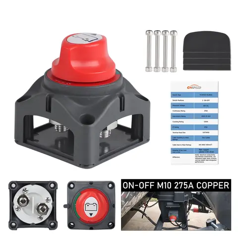 12-48V 300A Battery Isolator Disconnect Switch Knob Power On Off Rotary Switch For RV Marine Boat Campervan Car Accessories IP65